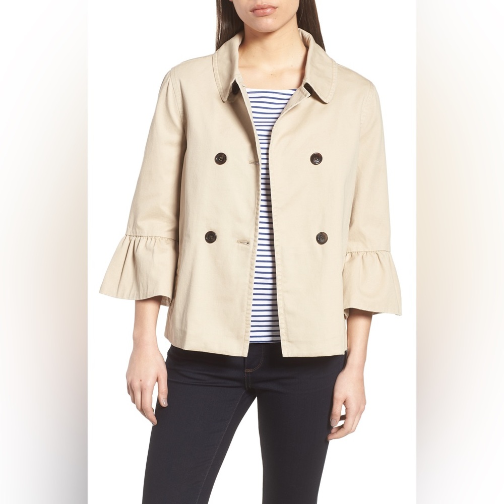 Draper James Casual Peplum Sleeve Utility Jacket NWOT Trench Coat